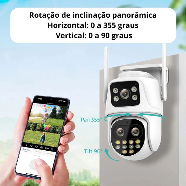Câmera de Segurança Wi-Fi 4MP com Rastreamento IA | Dual Lens | 35% OFF