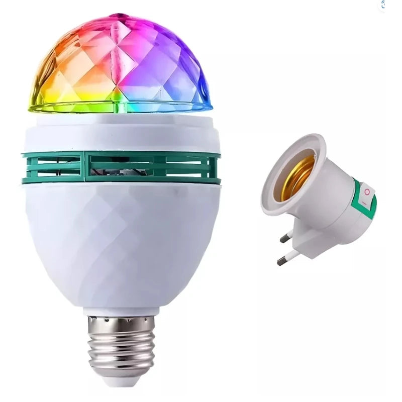Lâmpada LED Giratória RGB Bivolt E27 | Efeito Festa Incrível | ~64% OFF