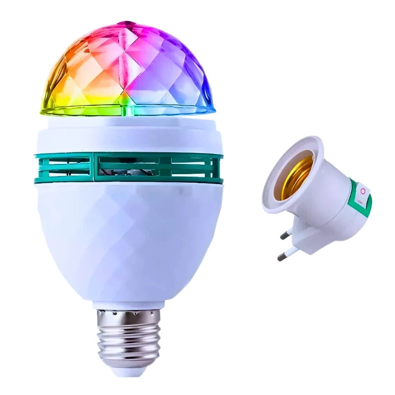 Lâmpada LED Giratória RGB Bivolt E27 | Efeito Festa Incrível | ~64% OFF