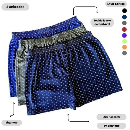 Kit 2 Shorts Samba Canção Masculino Malha Fria | Conforto para Dormir | ~48% OFF