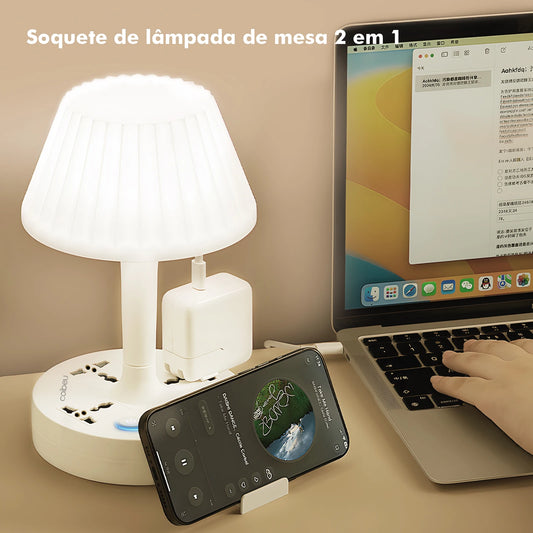 Lâmpada de Mesa LED com USB e Filtro de Linha Bivolt COIBEU | Iluminação Prática e Segura