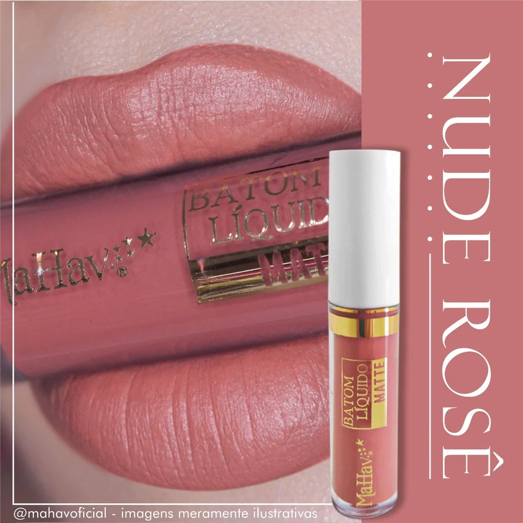 Batom Líquido Matte Mahav - Toque Aveludado | 12 Cores | 64% OFF + Frete Grátis