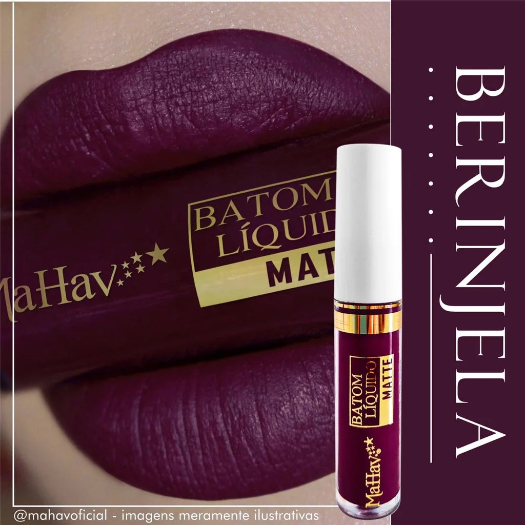 Batom Líquido Matte Mahav - Toque Aveludado | 12 Cores | 64% OFF + Frete Grátis