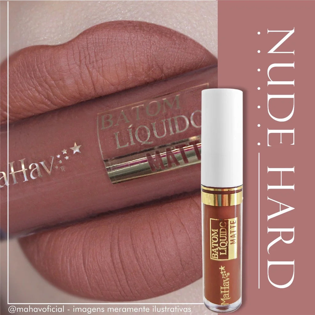 Batom Líquido Matte Mahav - Toque Aveludado | 12 Cores | 64% OFF + Frete Grátis