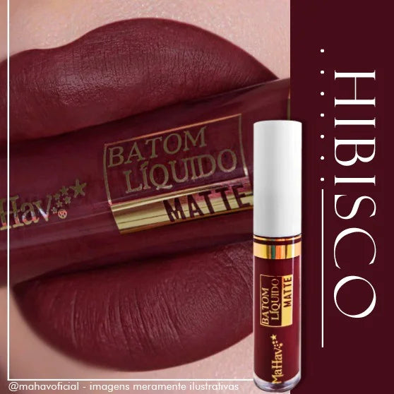 Batom Líquido Matte Mahav - Toque Aveludado | 12 Cores | 64% OFF + Frete Grátis