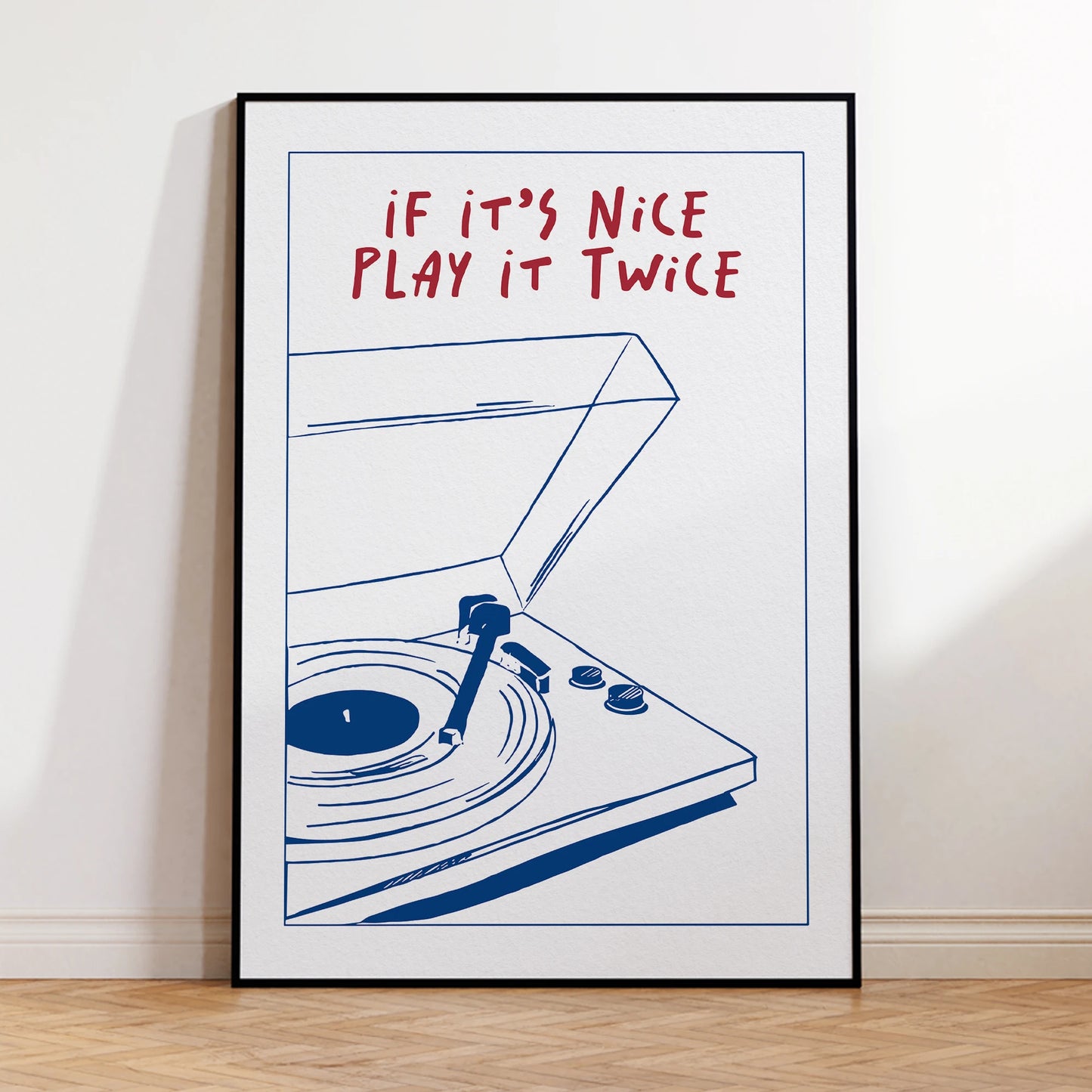 Poster Retrô "Play It Twice" em Lona Premium | Decoração Musical | Até 26% OFF