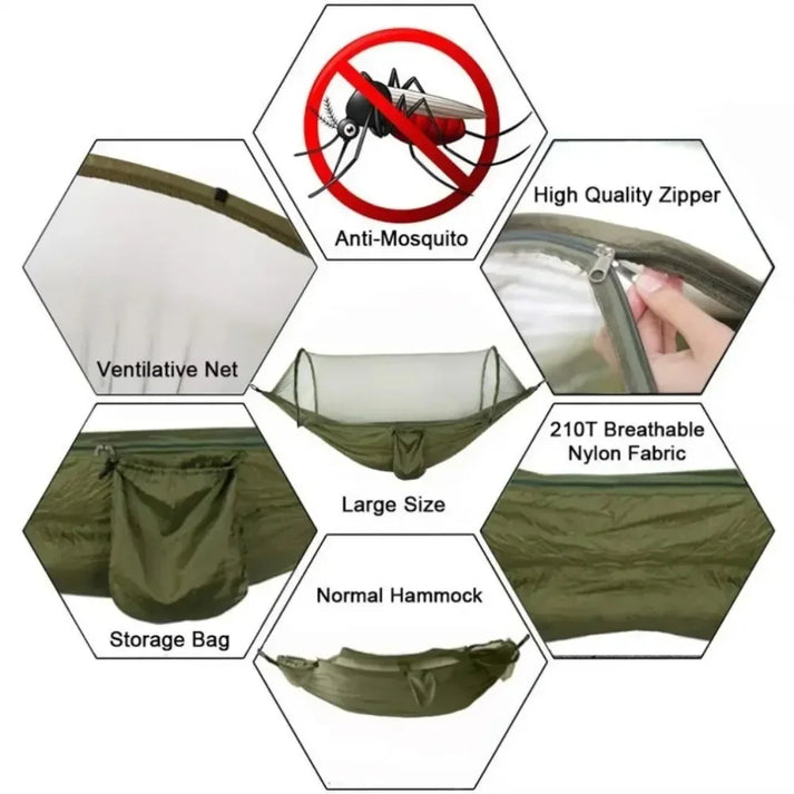 Rede de Acampamento com Mosquiteiro - Laranja Cinza
