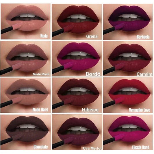 Batom Líquido Matte Mahav - Toque Aveludado | 12 Cores | 64% OFF + Frete Grátis