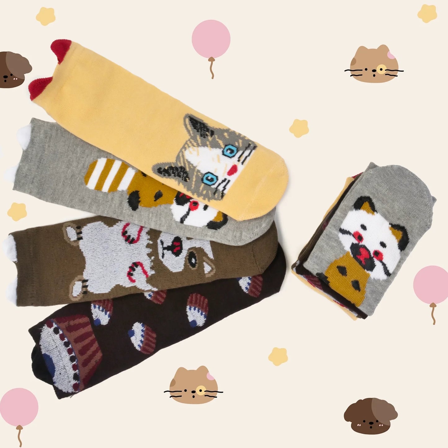 Kit 12 Pares Meias Divertidas Cano Médio com Orelhinhas | Conforto e Estilo | ~60% OFF