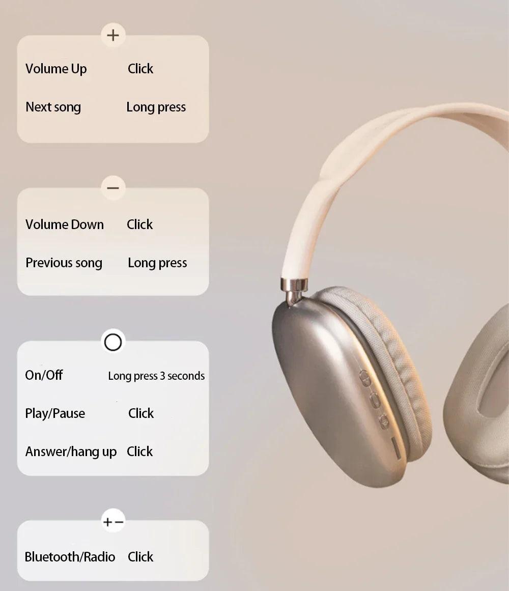 Fone de Ouvido Bluetooth P9 Sem Fio - Com Cancelamento de Ruído - OLOEY - Achadim no Precin