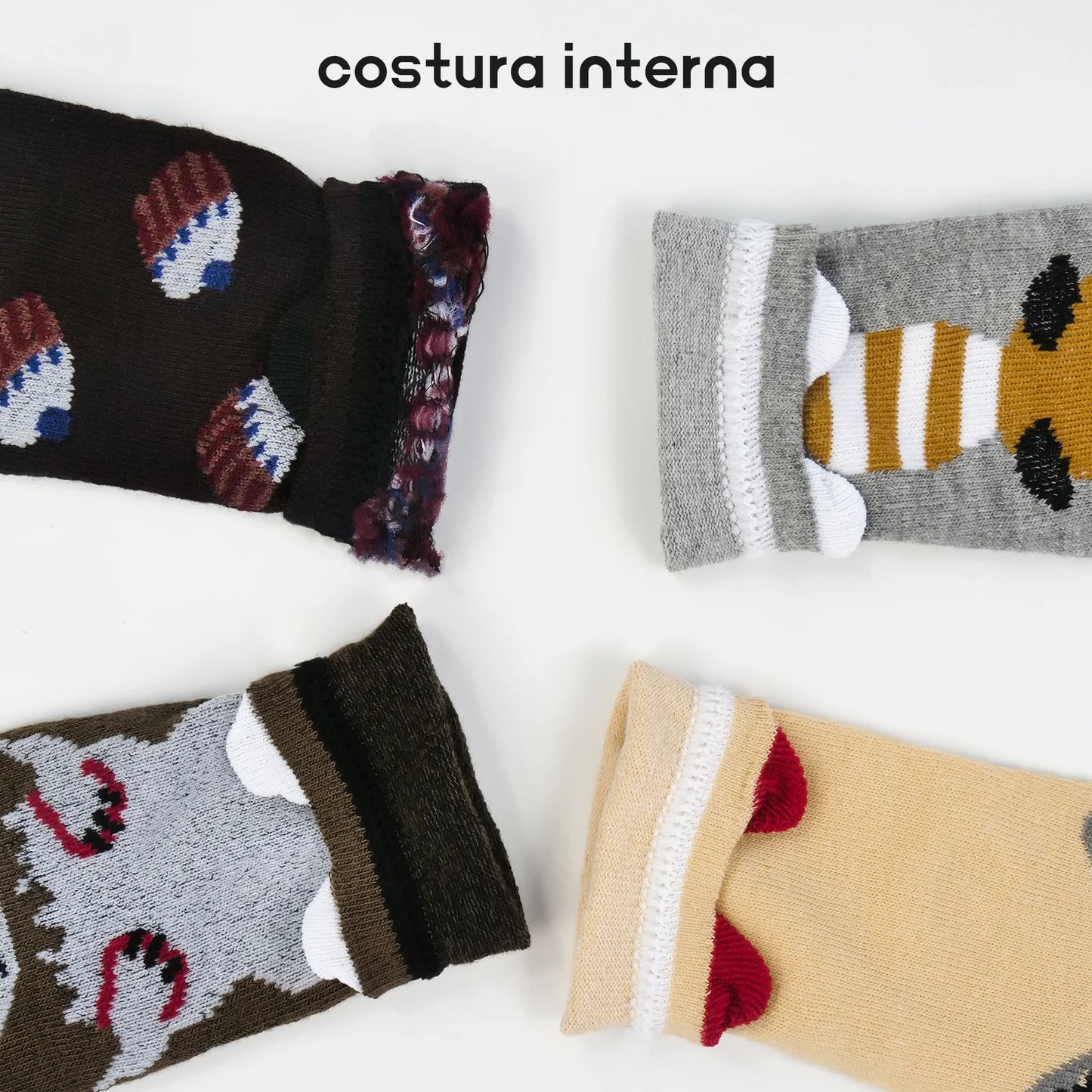 Kit 12 Pares Meias Divertidas Cano Médio com Orelhinhas | Conforto e Estilo | ~60% OFF